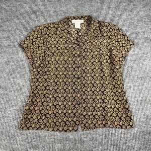 Vtg 90s Jones New York Blouse Womens 12 Washable Silk Forest Fairy Floral Chic